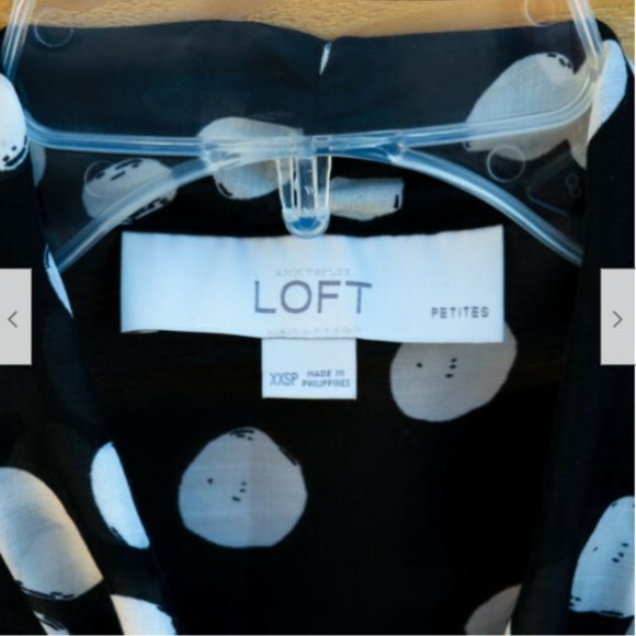 Lot of 2 Career Blouses Banana Republic LOFT Orange Ruffle Black Bow Sz XXSP - Picture 2 of 4